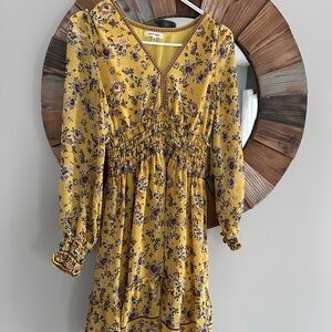 Floral Yellow Long Sleeve Dress